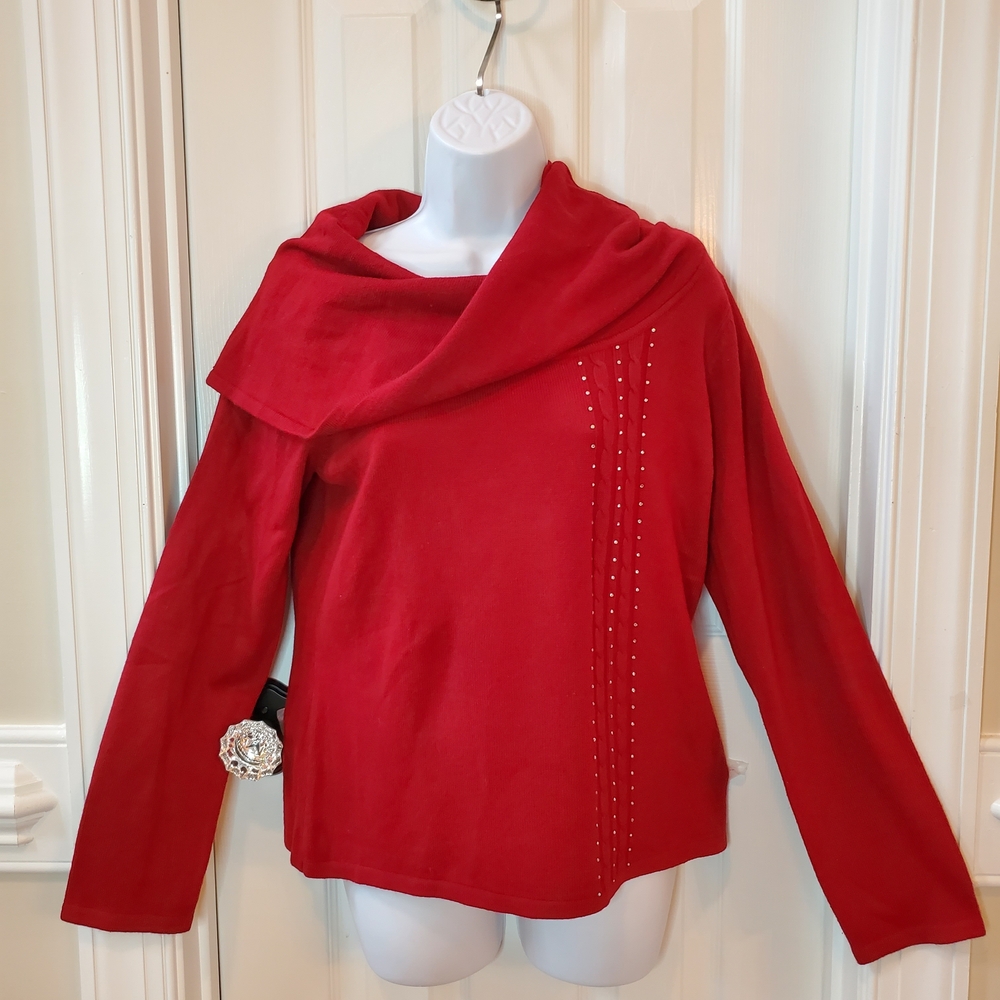 AB Studio Red Cowl Neck Sweater
